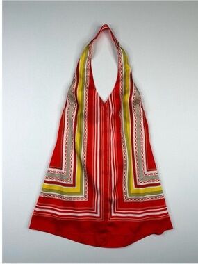 Ann Taylor Red Halter Neck Striped Top